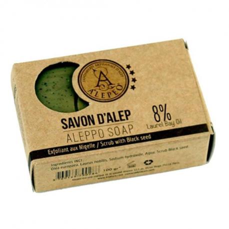Savon d'Alep exfoliant 100g aux graines de nigelle | Alepeo