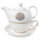 Ensemble pour le thé - Théière et tasse. Motif Fleur de Vie Doré