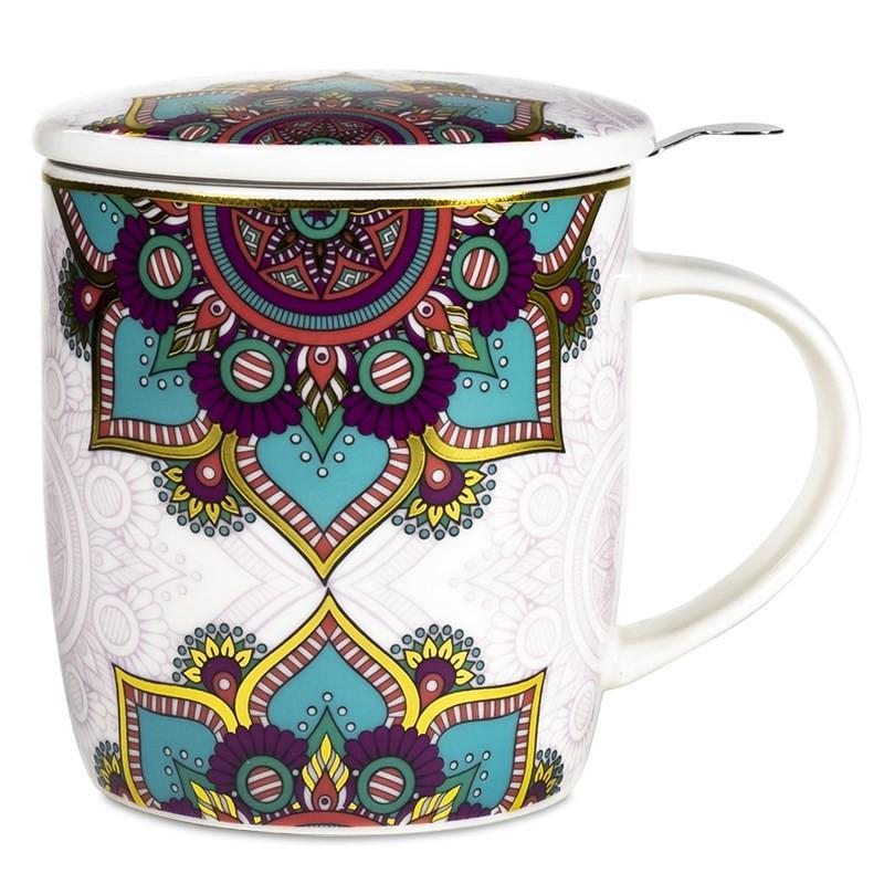 Mug Infuseur à Thé en Porcelaine Mandala Multicolore