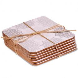 Sous-verres motif Mandala gris - Lot de 6