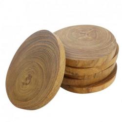 Set de 6 sous-verres Ronds en Teck