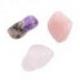Lot de 3 petites pierres roulées "Triangle d'or" - Améthyste, Quartz rose, Cristal de Roche