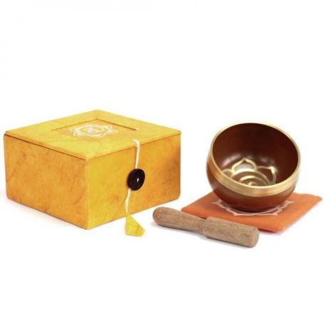 Bol chantant tibétain -  Coffret cadeau orange - Chakra sacré