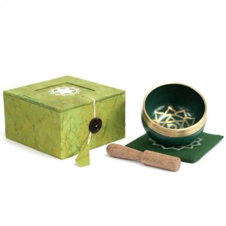 Bol chantant tibétain -  Coffret cadeau vert - Chakra du Cœur