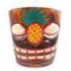 Cache-pot "Tiki" en bois motif ananas