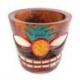 Cache-pot "Tiki" en bois motif ananas