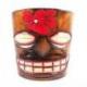 Cache-pot "Tiki" en bois motif fleur