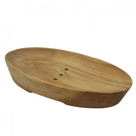 Porte-savon ovale en teck 14 cm