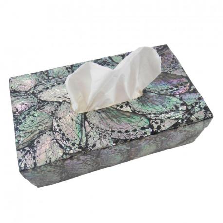 Boîte à Mouchoirs Rectangulaire en Marqueterie de Nacre - Coloris Noir