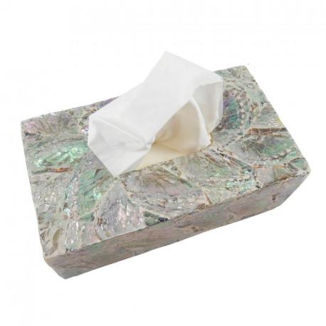 Boîte à Mouchoirs Rectangulaire en Marqueterie de Nacre - Coloris Blanc