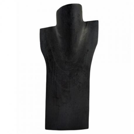 Déclassé - Buste présentoir à colliers en bois massif noir 30cm