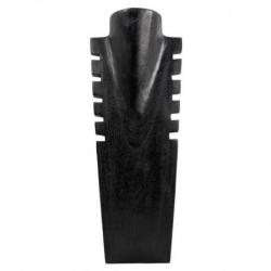Déclassé - Buste présentoir à colliers cranté en bois massif noir 40cm