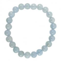 Bracelet Aigue-marine AAA - boules 8mm