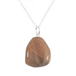 Collier Pierre de Lune Adulaire AAA - pendentif pierre roulée + chaîne argentée