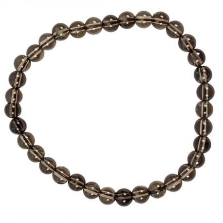 Bracelet Quartz Fumé AAA - boules 6mm