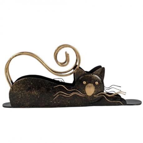 Porte-serviettes et courrier - Chat en Fer forgé artisanal 22cm