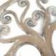 Décor mural ø40cm Arbre de vie  - Bois sculpté blanc cérusé