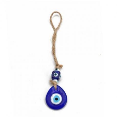 Œil turc sur corde / Amulette Œil bleu à suspendre 3cm Œil turc sur corde / Amulette Œil bleu à suspendre 3cm