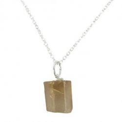 Collier petite pointe en Citrine brute facettée - Pendentif en pierre + chaîne