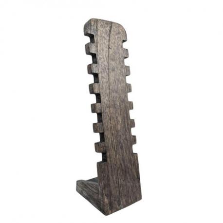 Présentoir à bracelets cranté 30cm - Bois massif "noir vintage"