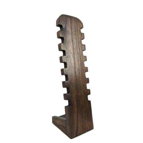 Présentoir à Bracelets cranté 30cm en bois massif | Finition "Chocolat"