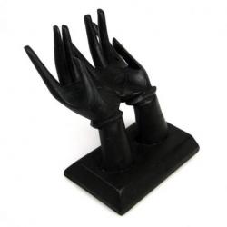 Mains porte-bagues / Présentoir à cartes de visite. Bois massif  teinte noire