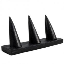 Porte-bagues en bois massif teinte noire / Présentoir à bagues (3 cônes)