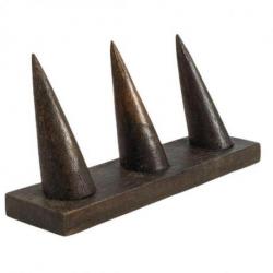Porte-bagues en bois massif teinte marron / Présentoir à bagues (3 cônes)
