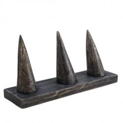 Porte-bagues en bois massif "noir vintage" / Présentoir à bagues (3 cônes)