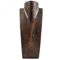 Déclassé - Buste - Présentoir à colliers en bois massif marron 35cm