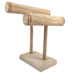 Déclassé - Porte-bracelets et montres 2 tiges en Bois massif brut