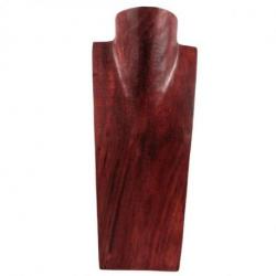 Déclassé - Buste - Présentoir à colliers en bois rouge 35cm