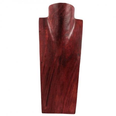 Déclassé - Buste - Présentoir à colliers en bois rouge 35cm