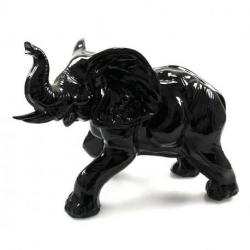Grande Statue éléphant 33x22cm laquée noir brillant style moderne