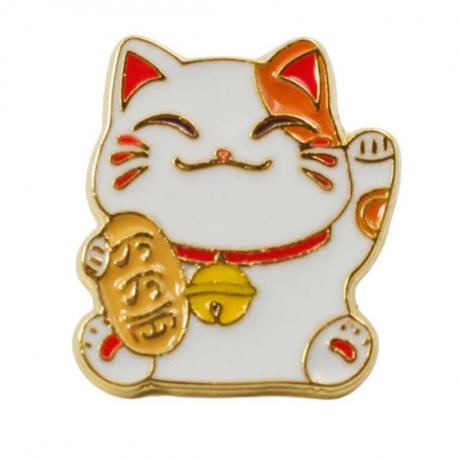 Pin's Maneki Neko Orange - Chance et Fortune pour les voyageurs