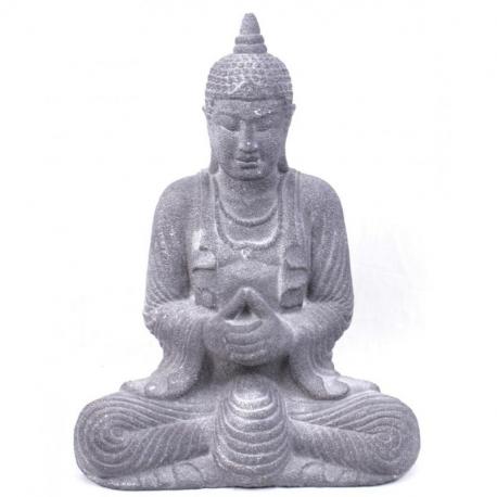 Statue de Bouddha en pierre de Java grise 28cm