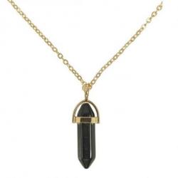 Collier doré + pendentif pointe Pierre de Soleil Bleu