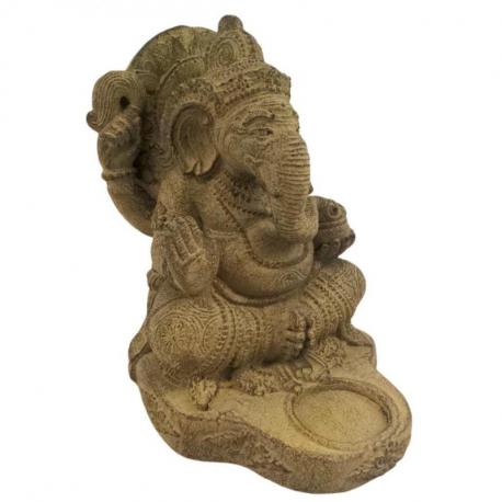 Statue Ganesh en Pierre avec Bougeoir 23cm