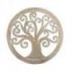 Décor mural ø30cm Arbre de vie  - Bois sculpté blanc cérusé