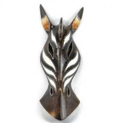 Masque zèbre 30cm en bois, fait main