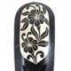 Masque Africain 50cm en Bois noir sculpté - Motif Fleurs