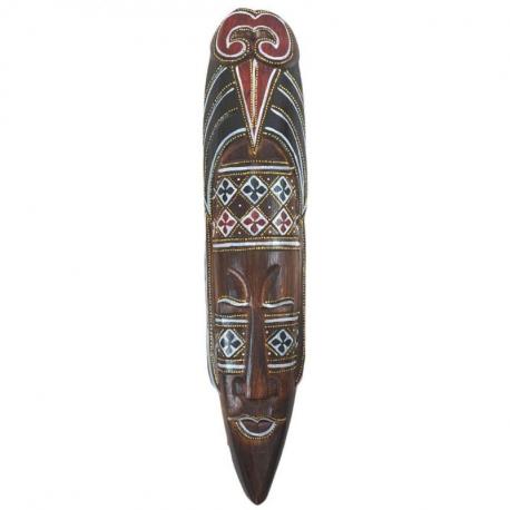 Masque Décor Batik en Bois 50cm. Décoration Murale Style Africain