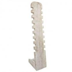 Présentoir à Bracelets cranté 40cm en bois massif | Finition Blanc Cérusé
