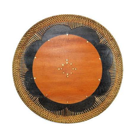 Set de table Rond en Bois et Rotin ø30cm - Artisanat de Lombok