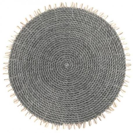 Set de table ø35 cm en jonc de mer tressé et coquillages - Coloris gris