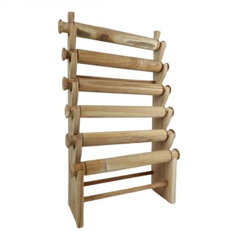 Déclassé - Grand présentoir bracelets et montres 6 joncs en bois massif brut