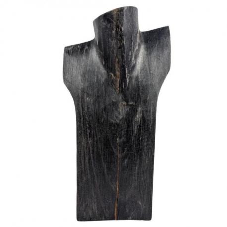 Déclassé - Buste présentoir à colliers en bois finition "noir vintage" 30cm
