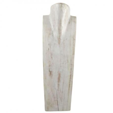 Déclassé - Présentoir spécial colliers longs 50cm  - Buste en bois massif blanc cérusé