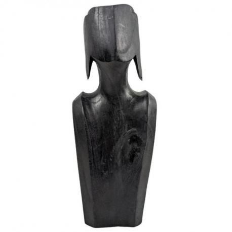 Déclassé - Buste - Présentoir pour colliers et boucles d'oreilles en bois massif noir 35cm