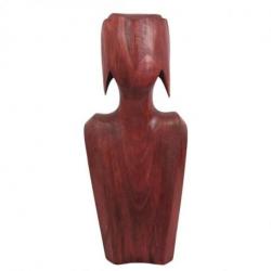 Déclassé - Buste - Présentoir pour colliers et boucles d'oreilles en bois massif rouge 35cm